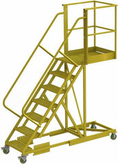 TRI-ARC - 112" 7 Step Configurable Cantilever Ladder - Supported, 300 Lb Capacity, 70" Platform Height, 30" Base Width x 91" Base Depth, Perforated Tread - Americas Industrial Supply