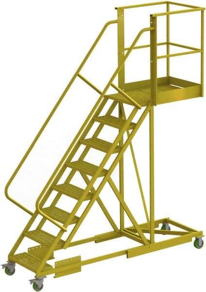 TRI-ARC - 122" 8 Step Configurable Cantilever Ladder - Supported, 300 Lb Capacity, 80" Platform Height, 30" Base Width x 99" Base Depth, Perforated Tread - Americas Industrial Supply