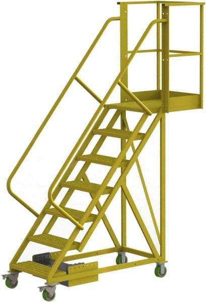 TRI-ARC - 112" 7 Step Configurable Cantilever Ladder - Unsupported, 300 Lb Capacity, 70" Platform Height, 30" Base Width x 81" Base Depth, Perforated Tread - Americas Industrial Supply