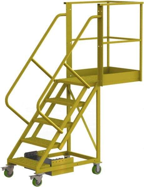 TRI-ARC - 92" 5 Step Configurable Cantilever Ladder - Unsupported, 300 Lb Capacity, 50" Platform Height, 30" Base Width x 74" Base Depth, Perforated Tread - Americas Industrial Supply