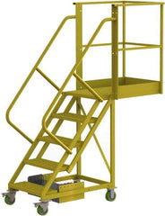 TRI-ARC - 92" 5 Step Configurable Cantilever Ladder - Unsupported, 300 Lb Capacity, 50" Platform Height, 30" Base Width x 74" Base Depth, Perforated Tread - Americas Industrial Supply