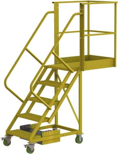 TRI-ARC - 92" 5 Step Configurable Cantilever Ladder - Unsupported, 300 Lb Capacity, 50" Platform Height, 30" Base Width x 74" Base Depth, Serrated - Americas Industrial Supply