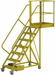 TRI-ARC - 112" 7 Step Configurable Cantilever Ladder - Unsupported, 300 Lb Capacity, 70" Platform Height, 30" Base Width x 91" Base Depth, Serrated - Americas Industrial Supply