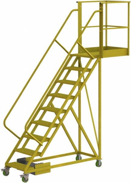 TRI-ARC - 132" 9 Step Configurable Cantilever Ladder - Unsupported, 300 Lb Capacity, 90" Platform Height, 30" Base Width x 107" Base Depth, Serrated - Americas Industrial Supply