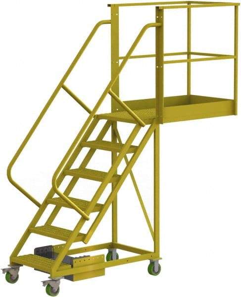 TRI-ARC - 102" 6 Step Configurable Cantilever Ladder - Unsupported, 300 Lb Capacity, 60" Platform Height, 30" Base Width x 92" Base Depth, Serrated - Americas Industrial Supply