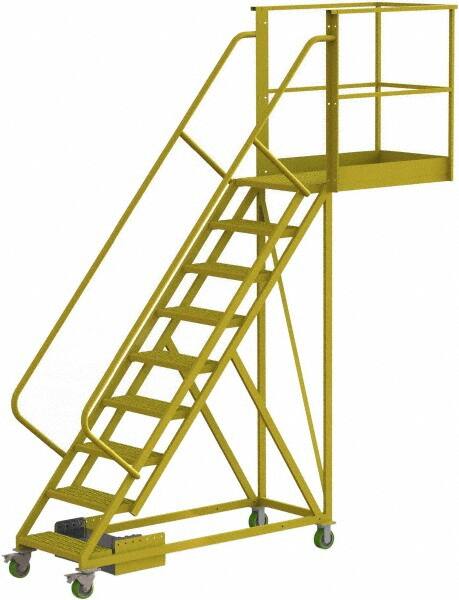 TRI-ARC - 132" 9 Step Configurable Cantilever Ladder - Unsupported, 300 Lb Capacity, 90" Platform Height, 30" Base Width x 117" Base Depth, Serrated - Americas Industrial Supply