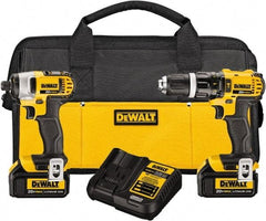 DeWALT - 20 Volt Cordless Tool Combination Kit - Includes 1/2" Hammer Drill & 1/4" Impact Driver, Lithium-Ion Battery Included - Americas Industrial Supply