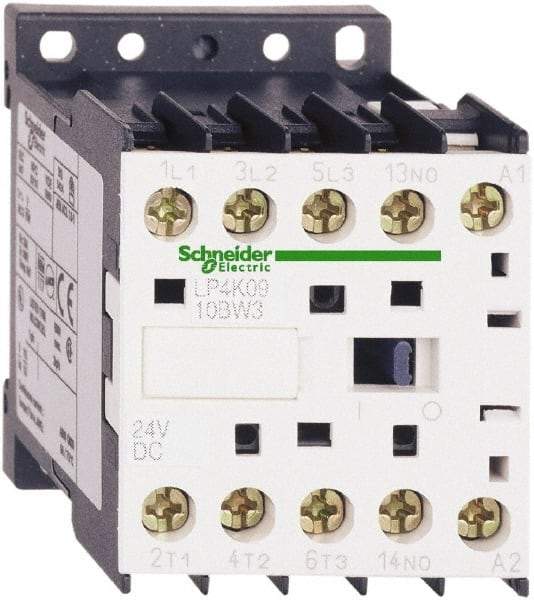 Schneider Electric - 3 Pole, 24 Coil VDC, 16 Amp at 690 VAC, 20 Amp at 440 VAC and 9 Amp at 440 VAC, Nonreversible IEC Contactor - BS 5424, CSA, IEC 60947, NF C 63-110, RoHS Compliant, UL Listed, VDE 0660 - Americas Industrial Supply