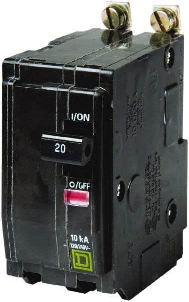 Square D - 20 Amp, 240 VAC, 2 Pole, Bolt On Miniature Circuit Breaker - 14-8 AWG - Americas Industrial Supply