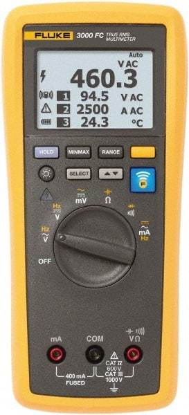 Fluke - 10 Piece, FC Wireless AC & DC Voltage Kit - 1,000 Volt Max, LCD Display - Americas Industrial Supply