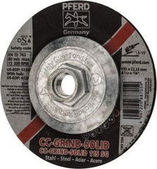 PFERD - 46 Grit, 4-1/2" Wheel Diam, Type 27 Depressed Center Wheel - Aluminum Oxide - Americas Industrial Supply