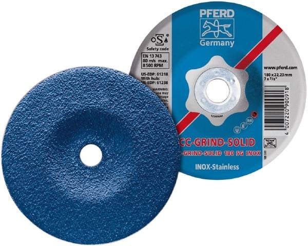 PFERD - 46 Grit, 7" Wheel Diam, Type 27 Depressed Center Wheel - Aluminum Oxide - Americas Industrial Supply
