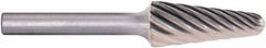 PFERD - 1/2" Cut Diam, 1/4" Shank Diam, Taper Head Fluted Cut Burr - Carbide, Radius End, 1-1/8" LOC, 2-3/4" OAL - Americas Industrial Supply