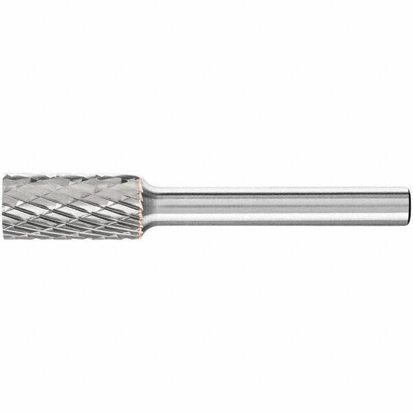 PFERD - 3/8" Cut Diam, 1/4" Shank Diam, Cylinder Head Double Cut Burr - Carbide, Flat End, 3/4" LOC, 2-1/2" OAL - Americas Industrial Supply