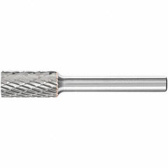 PFERD - 3/8" Cut Diam, 1/4" Shank Diam, Cylinder Head Double Cut Burr - Carbide, Flat End, 3/4" LOC, 2-1/2" OAL - Americas Industrial Supply