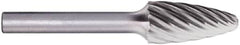 PFERD - 3/8" Cut Diam, 1/4" Shank Diam, Tree with Radius Head Fluted Cut Burr - Carbide, Radius End, 3/4" LOC, 2-1/2" OAL - Americas Industrial Supply