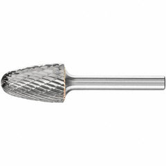 PFERD - 5/8" Cut Diam, 1/4" Shank Diam, Tree with Radius Head Double Cut Burr - Carbide, Radius End, 1" LOC, 2-3/4" OAL - Americas Industrial Supply