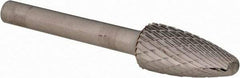 PFERD - 1/2" Cut Diam, 1/4" Shank Diam, Tree with Radius Head Double Cut Burr - Carbide, Radius End, 1" LOC, 2-3/4" OAL - Americas Industrial Supply