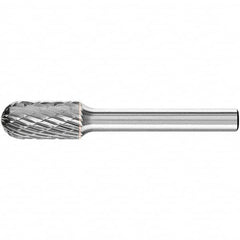 PFERD - 3/8" Cut Diam, 1/4" Shank Diam, Cylinder with Radius Head Double Cut Burr - Carbide, Radius End, 3/4" LOC, 2-1/2" OAL - Americas Industrial Supply