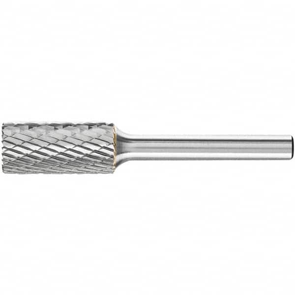PFERD - 1/2" Cut Diam, 1/4" Shank Diam, Cylinder with End Cut Head Double Cut Burr - Carbide, End Cut End, 1" LOC, 2-3/4" OAL - Americas Industrial Supply