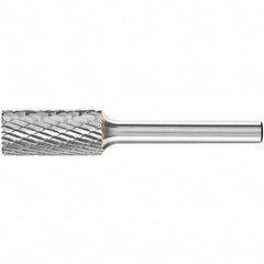 PFERD - 1/2" Cut Diam, 1/4" Shank Diam, Cylinder with End Cut Head Double Cut Burr - Carbide, End Cut End, 1" LOC, 2-3/4" OAL - Americas Industrial Supply