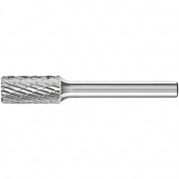 PFERD - 3/8" Cut Diam, 1/4" Shank Diam, Cylinder with End Cut Head Double Cut Burr - Carbide, End Cut End, 3/4" LOC, 2-1/2" OAL - Americas Industrial Supply
