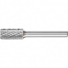 PFERD - 3/8" Cut Diam, 1/4" Shank Diam, Cylinder with End Cut Head Double Cut Burr - Carbide, End Cut End, 3/4" LOC, 2-1/2" OAL - Americas Industrial Supply