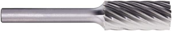 PFERD - 3/8" Cut Diam, 1/4" Shank Diam, Cylinder Head Fluted Cut Burr - Carbide, Flat End, 3/4" LOC, 2-1/2" OAL - Americas Industrial Supply