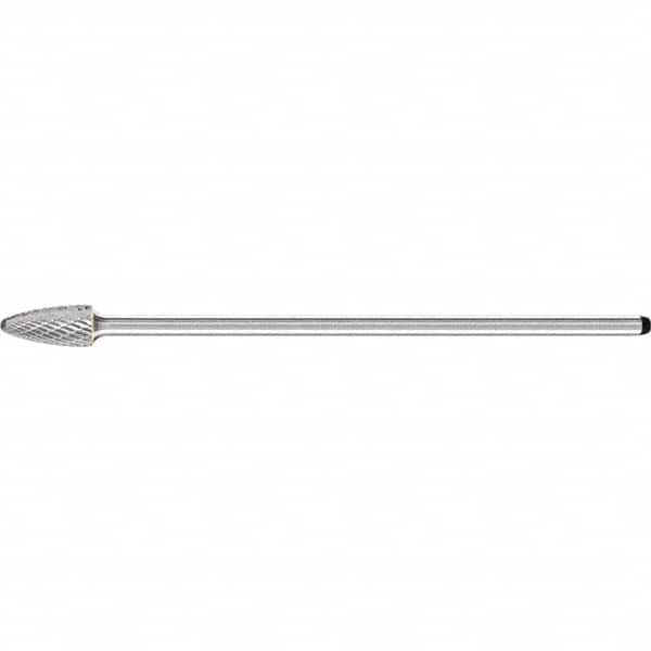 PFERD - 1/2" Cut Diam, 1/4" Shank Diam, Tree with Radius Head Double Cut Burr - Carbide, Radius End, 1" LOC, 6-7/8" OAL - Americas Industrial Supply