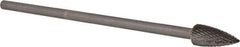 PFERD - 1/2" Cut Diam, 1/4" Shank Diam, Tree Head Double Cut Burr - Carbide, Point End, 1" LOC, 6-7/8" OAL - Americas Industrial Supply