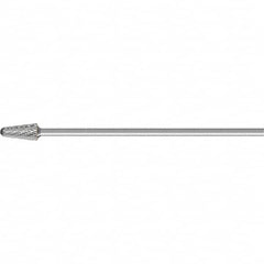 PFERD - 1/2" Cut Diam, 1/4" Shank Diam, Taper Head Double Cut Burr - Carbide, Radius End, 1-1/8" LOC, 7-3/16" OAL - Americas Industrial Supply
