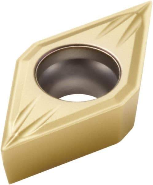 Seco - DCMT32.51 F2 Grade CP600 Carbide Turning Insert - TiAlN/TiN Finish, 55° Diamond, 3/8" Inscr Circle, 5/32" Thick, 1/64" Corner Radius - Americas Industrial Supply