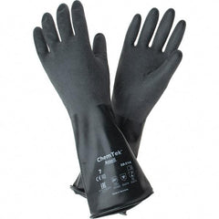 Ansell - 14 mil Thick, Chemical Resistant Gloves - SZ 7 14"14ML BLK 1/PR CHEM-TEK RGH FIN CHEM GLV - Americas Industrial Supply
