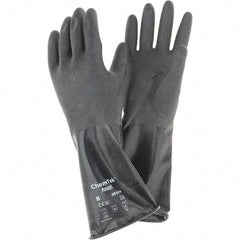 Ansell - 14 mil Thick, Chemical Resistant Gloves - SZ 8 14"14ML BLK 1/PR CHEM-TEK RGH FIN CHEM GLV - Americas Industrial Supply