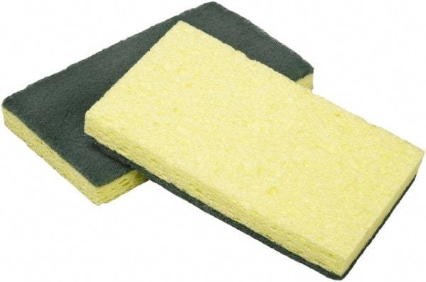 Ability One - 3-1/4" Long x 1/2" Wide x 1" Thick Scouring Sponge - Nonabrasive, Yellow/Green - Americas Industrial Supply