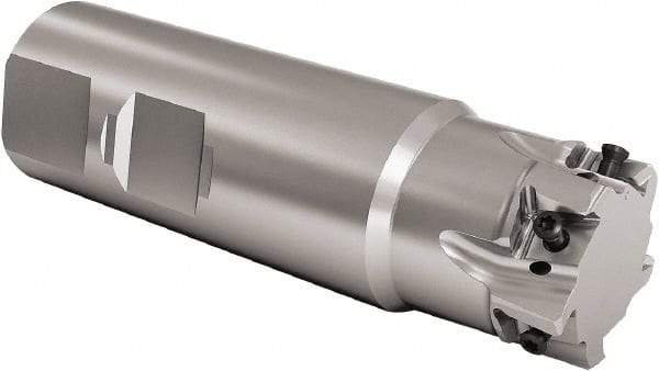 Seco - 0.7" Cut Diam, 8mm Max Depth of Cut, 3/4" Shank Diam, 3-1/2" OAL, Indexable Square Shoulder End Mill - LOEX Inserts, Weldon Shank, 90° Lead Angle, Through Coolant, Series Square T4-08 - Americas Industrial Supply