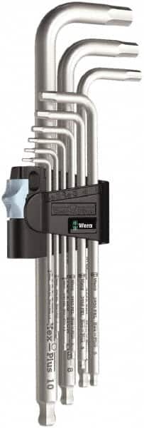 Wera - 9 Piece L-Key Hex Key Set - Hex Range 1.5 to 10mm, Stainless Steel - Americas Industrial Supply