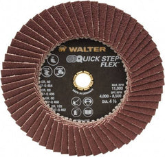 WALTER Surface Technologies - 80 Grit, 4-1/2" Disc Diam, Type 29 Aluminum Oxide Flap Disc - 11,000 Max RPM, Fiber Backing, Arbor Attaching System, Coated - Americas Industrial Supply