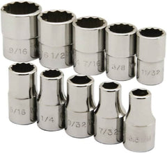 Ability One - 1/4" Drive Socket Set - 6, 12 Points, 3/16" to 9/16" Range, Inch Measurement Standard - Americas Industrial Supply