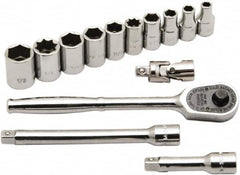 Ability One - 1/4" Drive Socket Set - 12 Points, 3/16" to 9/16" Range, Inch Measurement Standard - Americas Industrial Supply
