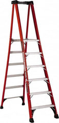 Louisville - 6 Steps, 6' High, Type IAA Rating, Fiberglass Platform Ladder - Americas Industrial Supply