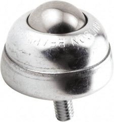 Hudson Bearing - 1 Inch Diameter, Round, Stainless Steel Ball Transfer - 1-3/4 Inch Overall Diameter, 1-3/8 Inch Mount Height, 75 Lb. Capacity - Americas Industrial Supply