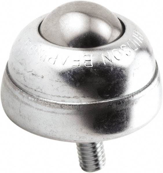 Hudson Bearing - 1 Inch Diameter, Round, Stainless Steel Ball Transfer - 1-3/4 Inch Overall Diameter, 1-3/8 Inch Mount Height, 75 Lb. Capacity - Americas Industrial Supply