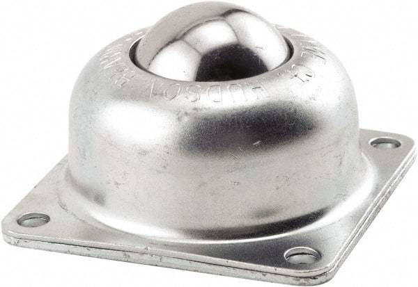 Hudson Bearing - 1-1/2 Inch Diameter, Square, Stainless Steel Ball Transfer - 1.1875 Inch Mount Height, 250 Lb. Capacity - Americas Industrial Supply