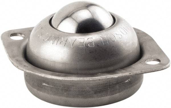 Hudson Bearing - 1 Inch Diameter, Round, Stainless Steel Ball Transfer - 3/4 Inch Mount Height, 75 Lb. Capacity - Americas Industrial Supply