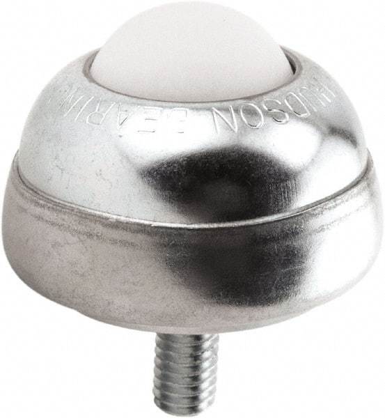 Hudson Bearing - 1 Inch Diameter, Round, Nylon Ball Transfer - 1-3/4 Inch Overall Diameter, 1-3/8 Inch Mount Height, 75 Lb. Capacity - Americas Industrial Supply