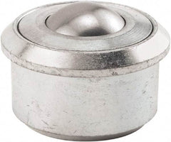 Hudson Bearing - 1.1875 Inch Diameter, Round, Carbon Steel Ball Transfer - 2 Inch Overall Diameter, 1/2 Inch Mount Height, 750 Lb. Capacity - Americas Industrial Supply