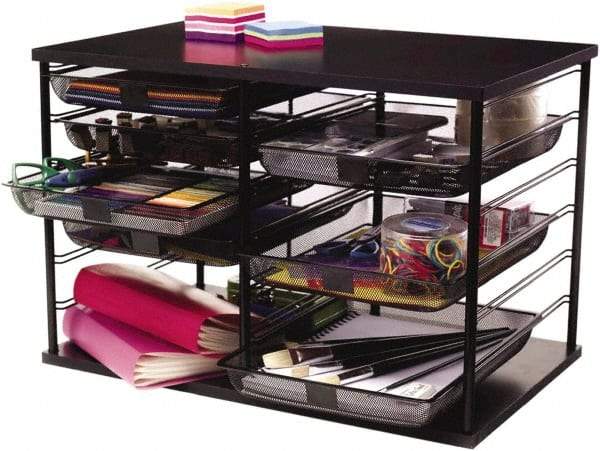 Rolodex - 23.9" Wide x 16.06" High x 15.51" Deep MDF Document Organizer - 12 Compartments, Black, 11" Wide Compartment - Americas Industrial Supply