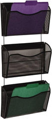 Rolodex - 14" Wide x 38.45" High x 6-5/8" Deep Mesh Metal Document Organizer - 3 Compartments, Black, 13-1/2" Wide Compartment - Americas Industrial Supply