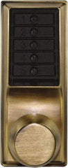 Kaba Access - 1-3/8 to 2-1/4" Door Thickness, Antique Brass Pushbutton Knob Lockset - 2-3/4" Back Set, 1 Code, Nonkey Override Cylinder - Americas Industrial Supply